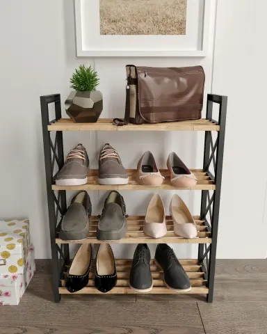 Ravilo Çok Amaçlı Raf 4 Katlı Ayakkabılık Meşe
