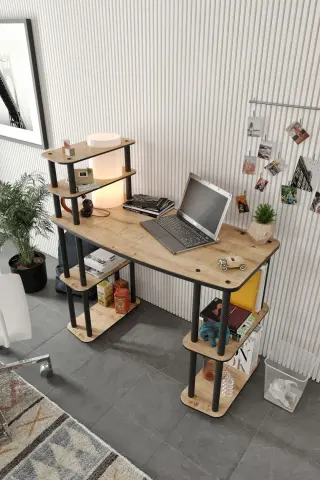 Ravilo Yeni Nesil Aydınlatmalı Çalışma Masası Safir Meşe