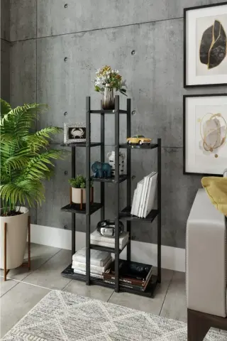 Ravilo Gardenya Çok Amaçlı Raf Mermer Desen Siyah