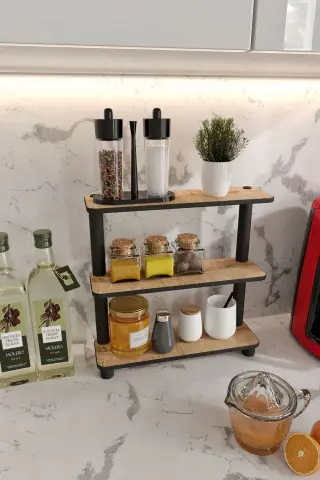 Ravilo Tezgah Üstü 3 Katlı Dikdörtgen Dekoratif Raf