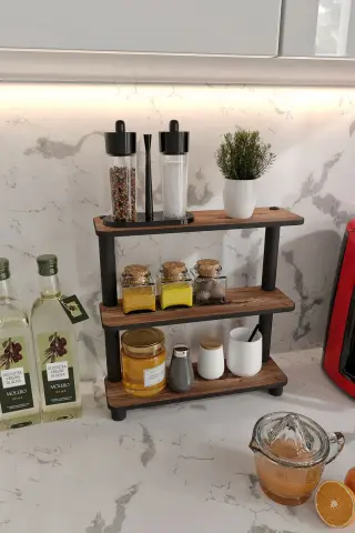 Ravilo Tezgah Üstü 3 Katlı Dikdörtgen Dekoratif Raf