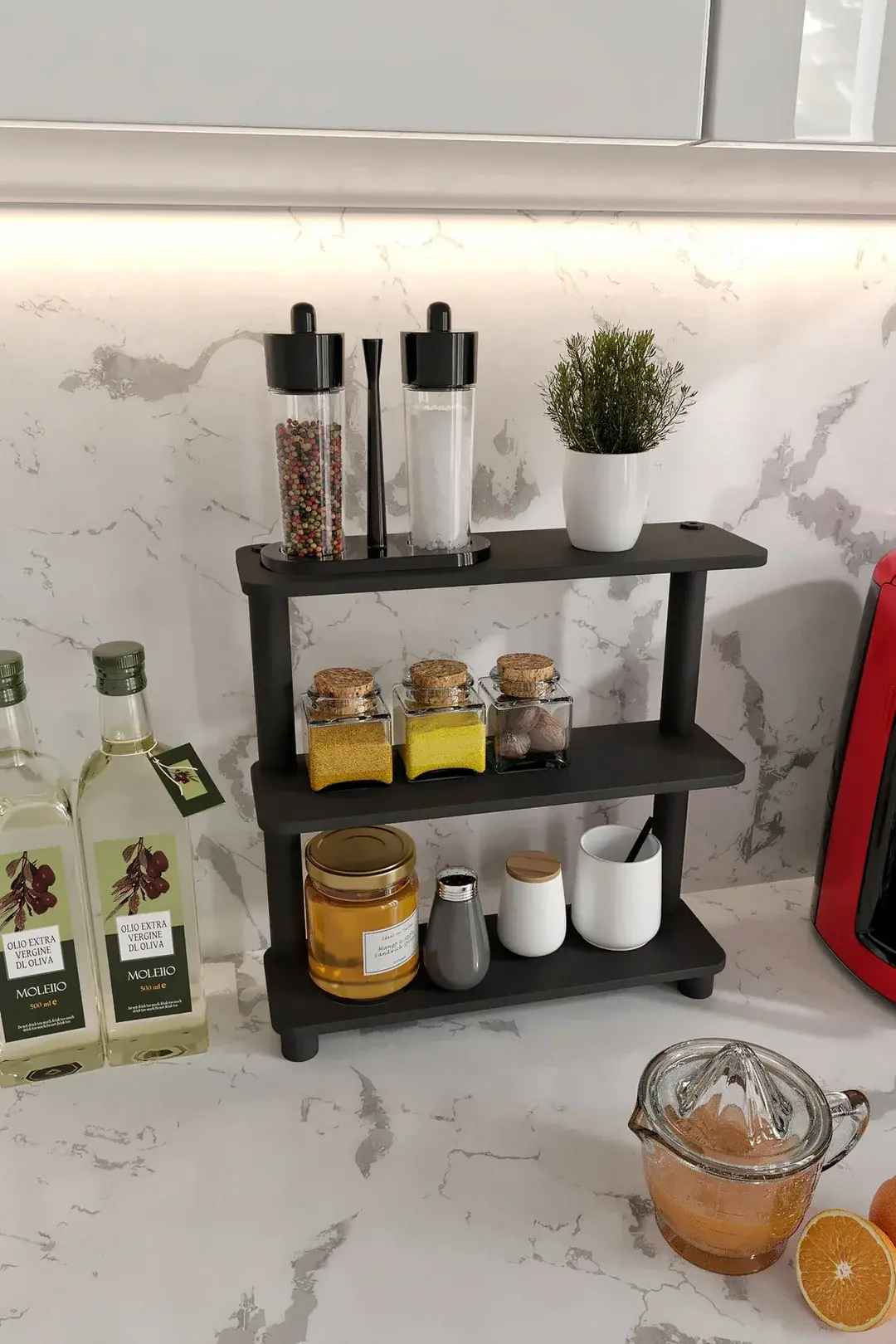 Ravilo Tezgah Üstü 3 Katlı Dikdörtgen Dekoratif Raf